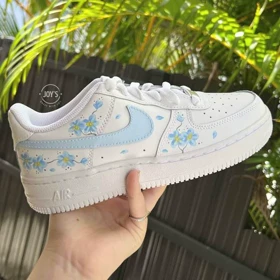 کفش کاستوم کتانی ایرفورس طرح Blue Flowers کد 141591