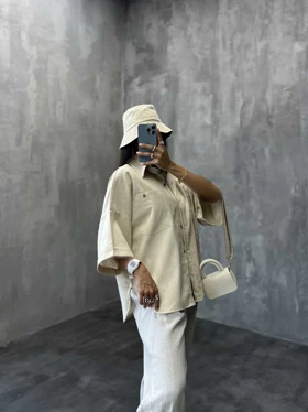 شومیز آستین کوتاه 2 جیب