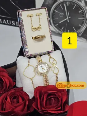 باکس هدیه زنانه ست ساعت و دستبند انگشتر