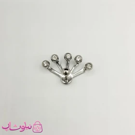پیرسینگ گوش استیل مدل قایقی نقره ای رنگ با نگینهای سفید کد 119