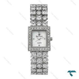 ساعت مجلسی رویال کرون زنانه مستطیل فول نگین Royal-7251-L