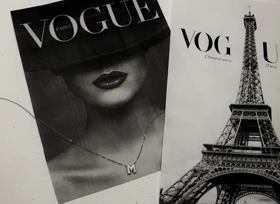 گردنبند حروف نگین‌دار M رنگ سفید