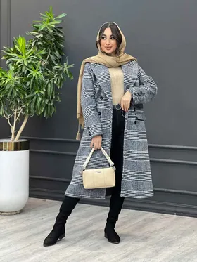 پالتو چهارخونه بلند شش دکمه
