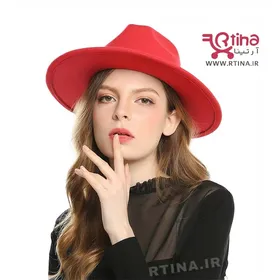 کلاه شاپو لبه پهن قرمز کد RT-714