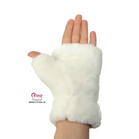 دستکش دخترانه پشمی/ تمام خز سفید