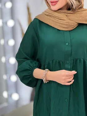مانتو جلو دکمه کمر چین