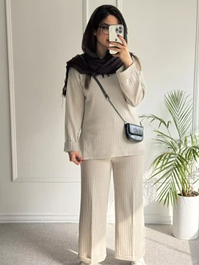 ست مانتو شلوار بافت آریا