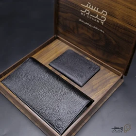ست هدیه چرم مردانه کیف پول و جاکارتی mrc1318-17