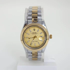 ساعت مچی مردانه رولکس دیت جاست Rolex DateJust تاریخ دار (بند نقره ای طلائی با صفحه طلائی)