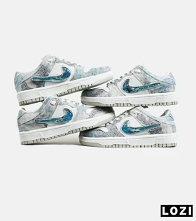 کفش کتانی مردانه و زنانه طوسی سفید آبی نایک NIKE dunk low steam puppet