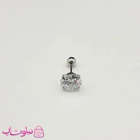 پیرسینگ گوش مدل نگین دایره سفید 8 میل کد 56
