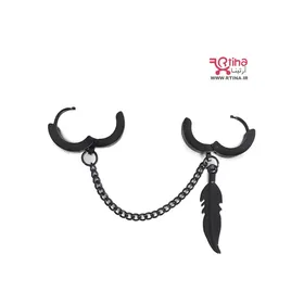 گوشواره دو سوراخه آویز دار زنجیری بلند اسپرت