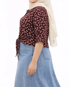 شومیز گره‌ای پفکی دخترانه 7378 (جگری)