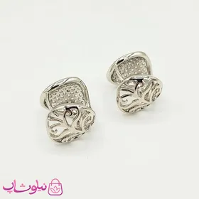 گوشواره حلقه‌ای ژوپینگ پرنگین نقره ای