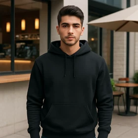 هودی کلاهدار مردانه بیسیک مشکی-مشکی