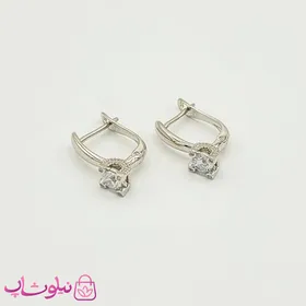 گوشواره زنانه ژوپینگ تک نگین نقره ای