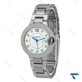 ساعت کارتیر بالن بلو زنانه نقره ای صفحه صدف مدیوم Cartier-8153-L