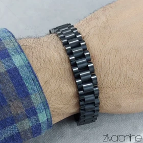 دستبند رولکس مردانه سه رج مشکی 40137