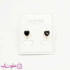 گوشواره میخی ژوپینگ قلبی مشکی کوچک