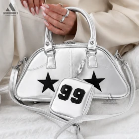 کیف چرمی زنانه Women HandBag A10 (نقره‌ای)