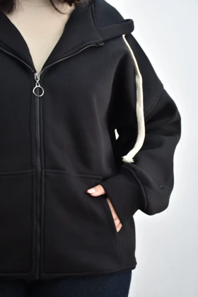 سویشرت ضخیم سه نخ تو کرکی پارچه اویشو (مشکی)