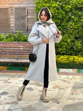 پالتو یقه آمریکایی آستین پیله