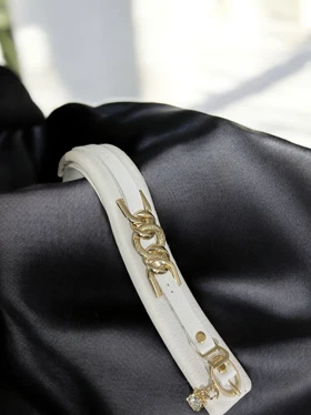 دستبند چرم طبیعی یراق زنجیری کد 3335038
