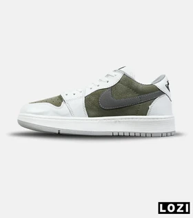 کفش کتانی مردانه و زنانه سفید طوسی سبز NIKE travis scott مدل 8317