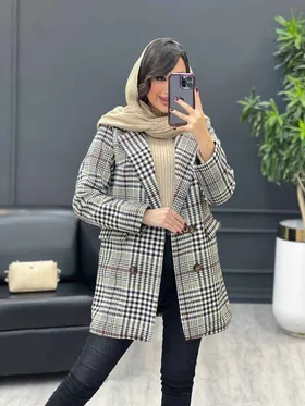 پالتو چهارخونه کوتاه چهار دکمه