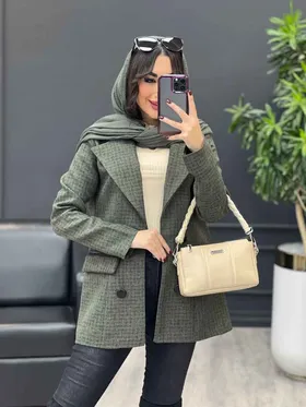 پالتو کتی یقه چرم