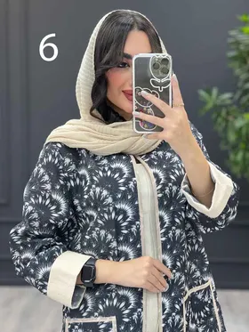 ست مانتو و شلوار طرح دار آستین پاکتی