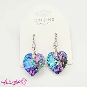 گوشواره ژوپینگ با کریستال سواروسکی آبی بنفش