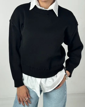 بلوز بافت یقه شومیزی کد 150091