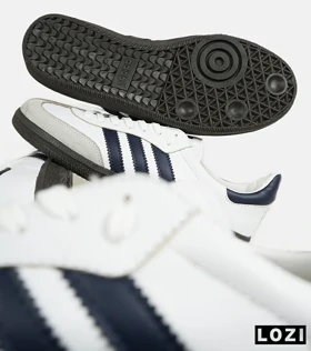 کفش کتانی مردانه و زنانه سفید سرمه ای ADIDAS Samba