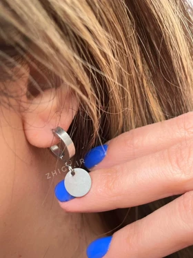 گوشواره حلقه‌ای پولکی استیل