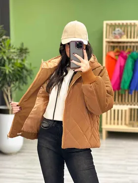 کاپشن کوتاه لوزی دوزی