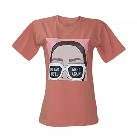 تیشرت زنانه نخ پنبه طرح عینک