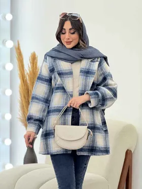 پالتو چهارخونه آستین پیله