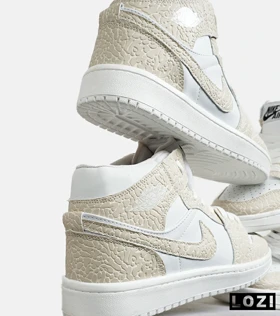 کفش کتانی ساق‌دار مردانه و زنانه سفید کرم NIKE jordan 1 مدل 6966