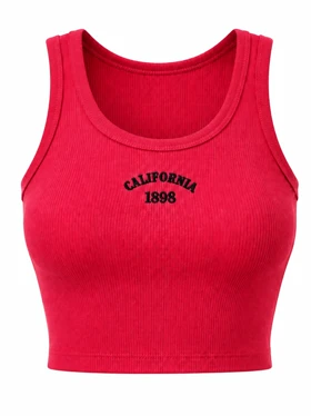 کراپ تاپ کبریتی زنانه الین طرح کالیفرنیا (California 1898) صورتی