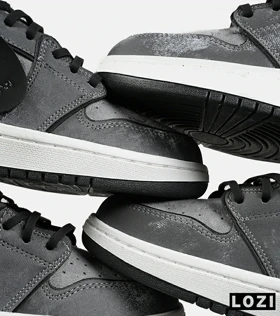 کفش کتانی مردانه و زنانه طوسی مشکی NIKE jordan 1 مدل 7181