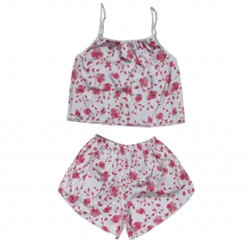 ست تاپ و شلوارک طرح گل 174