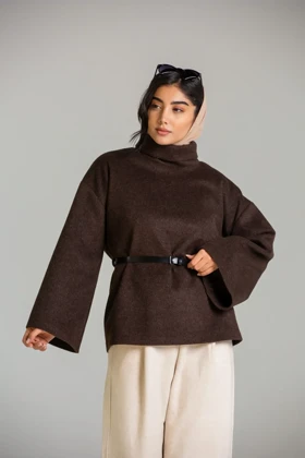 پالتو پانچ موهر nella (قهوه ای)