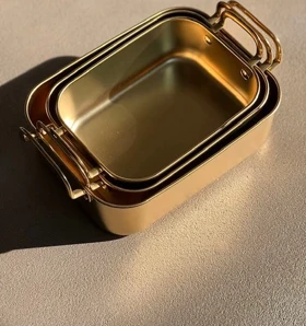 تابه سرو دسته دار مستطیل طلایی