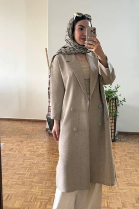کت بلند یقه انگلیسی لینن