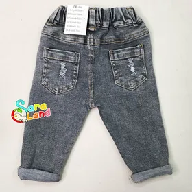 شلوار لی نوزاد زاپ‌دار طوسی