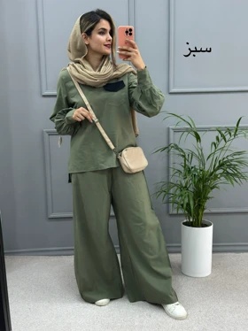 ست مانتو شلوار بغل نواری