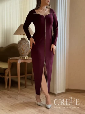 پیراهن کرپ دالقیچ نواردوزی