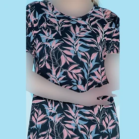 پیراهن آستین کوتاه یقه گرد چاپدار بلکس (نیکوتن پوش) کد 15426