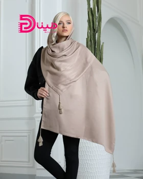 شال ساده نخی منگوله‌دار پاییزه